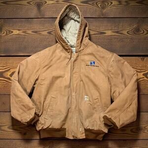 2008 Carhartt FR Hooded Duck Active Jacket Mens Brown Canvas FRJ184 USA XL